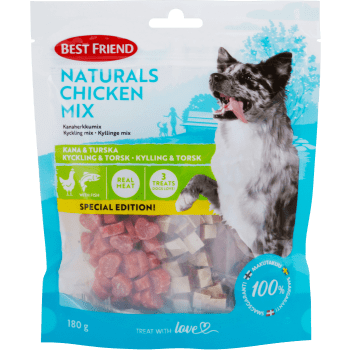 Hundsnacks Naturals kyckling mix 180 Gram Best friend.