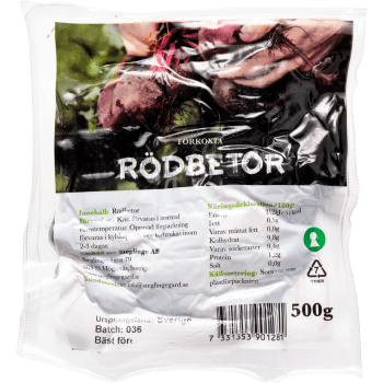 Förkokta klyftade Rödbetor 500g Klass 1.