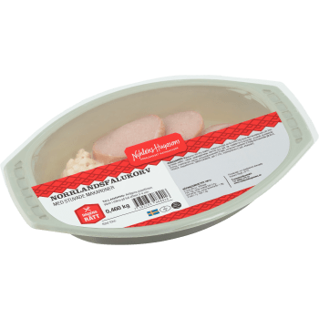 Norrländsk Falukorv med stuvade makaroner 460g Nyhléns Hugosons.