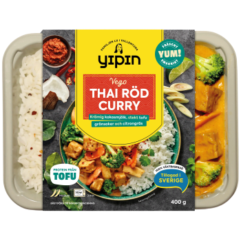 Röd Curry Thailändsk friterad Tofu 400g Yipin.