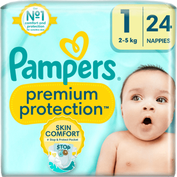Blöjor New Baby Premium Protection Strl 1 2-5kg SIP 24-p Pampers.