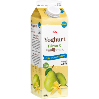 Yoghurt Päron Vanilj 2,5% 1000g ICA.