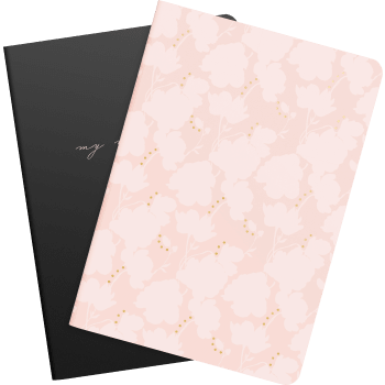 Notebook Poppy/Svart A5 2 pack.