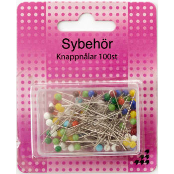 Knappnålar 100st m färg huvud.