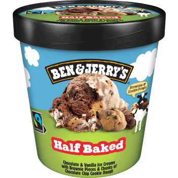Glass Chocolate & vanilla half baked 465ml Ben & Jerrys.