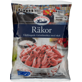 Räkor med skal 70/90 700g Polar Seafood.