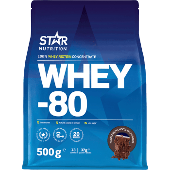 Proteinpulver Whey-80 Double Rich Chocolate 500g Star Nutrition.