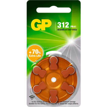 Hörapparatsbatteri GP ZA 312/PR41 6-pack GP.