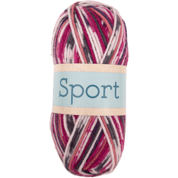 Garn Sport Cerise Grå Ecru 100g Falkgarn.