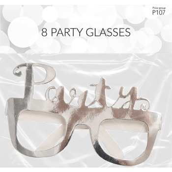 Partyglasögon Silver 8-pack Happy Party.
