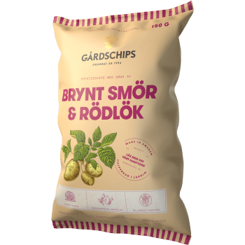 Chips Brynt smör & rödlök 150g Gårdschips.
