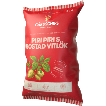 Chips Piri piri Rostad Vitlök 150g Gårdschips.