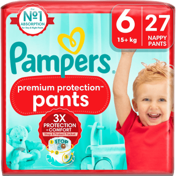 Byxblöjor Premium Protection Pants Strl 6 15+kg 27-p Pampers.