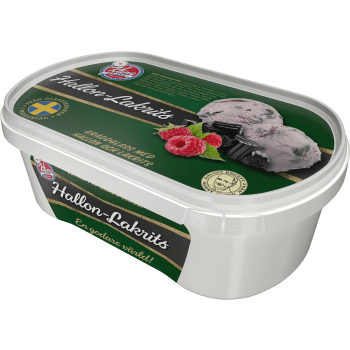 Gräddglass Hallon Lakrits 500ml Kling Glass.