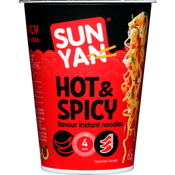 Nudlar i kopp Hot & Spicy 65g Sun Yan.