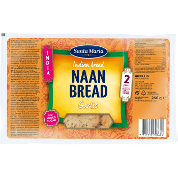 Naan Bread Garlic 260g Santa Maria.