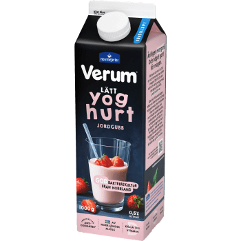 Lättyoghurt Jordgubb Laktosfri 0,5% 1000g Verum®.