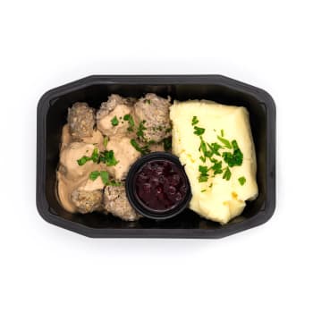 Ediths Köttbullar med mos, gräddsås & lingon 500g.