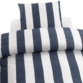 Bäddset Block stripe blå 150x210cm Borganäs.