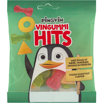 Pingvin Vingummi Hits Påse 110g.