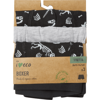Boxer Axel 3p svart aop 110/116 ICA I love eco.