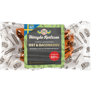 Kryddkorv Ost Bacon 210g 80% Kötthalt Härryda Karlsson.