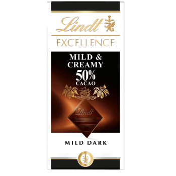 Mörk chokladkaka EXCELLENCE Mild & Cream 100g Lindt.