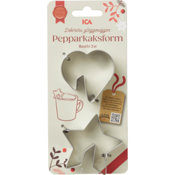 Pepparkaksform hjärta+stjärna för mugg ICA.