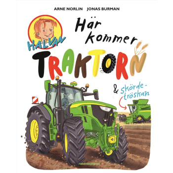 Här kommer traktorn och skördetröskan.