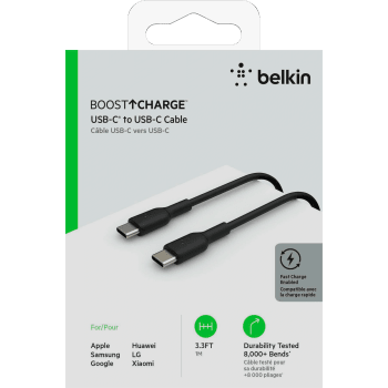 Laddkabel USB-C till USB-C 1m Svart.