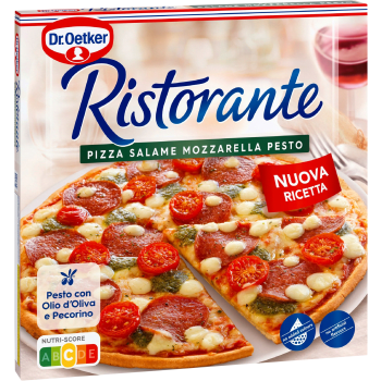 Pizza Ristorante Salame, mozzarella & pesto 360g Dr. Oetker.