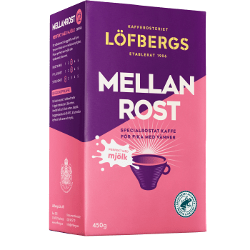 Bryggkaffe Mellanrost perfekt med mjölk 450g Löfbergs.