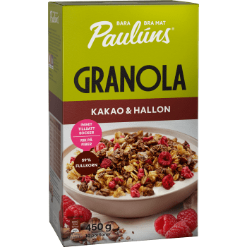 Granola Kakao & hallon 450g Pauluns.