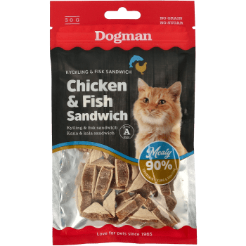 Kattsnacks Chicken & Fish Sandwich 30g Dogman.