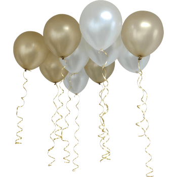 Ballong 10-p m band vit/guld 30cm Festive.