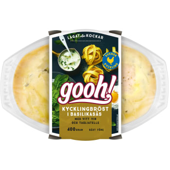 Färdigmat Kycklingbröst i basilikasås med Pasta 400g Gooh.