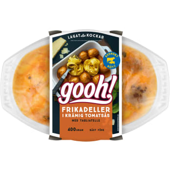 Färdigmat Frikadeller i tomatsås med Pasta 400g Gooh.