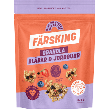 Granola blåbär jordgubb 375g Färsking.