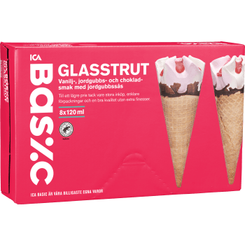 Glasstrut Jordgubb 8-p ICA Basic.