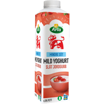 Yoghurt Mild Jordgubb Lättsockrad 1,5% 1000g Arla Ko®.