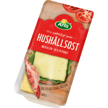 Hushållsost skivad 26% 300g Arla.