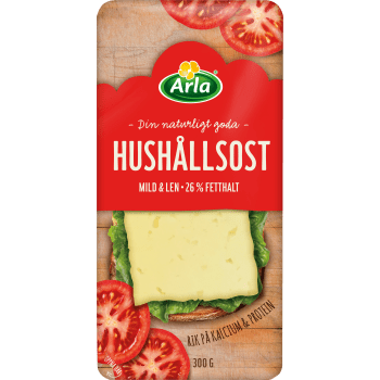 Hushållsost skivad 26% 300g Arla.