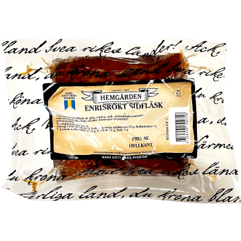 Sidfläsk Enrisrökt Bit ca 400g Hemgården.