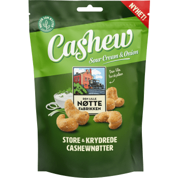 Cashewnötter Sour Cream & Onion 150g DL Nöttefabrikken.