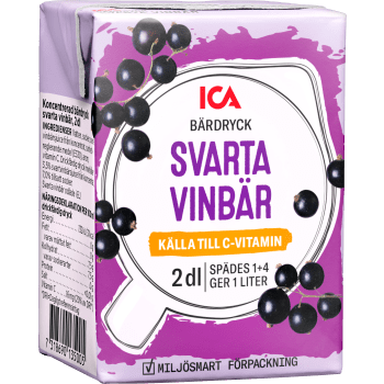 Svarta vinbär måltidsdryck 2dl ICA.