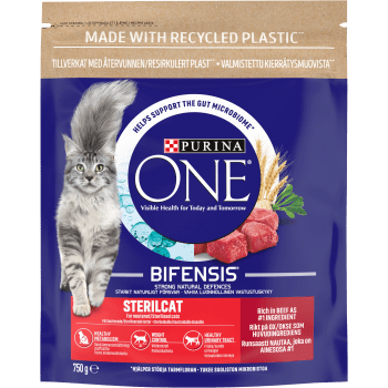 Torrfoder Steril cat Oxe 750g Purina ONE.