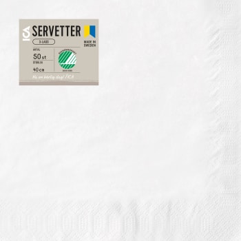 Servett 40cm Vit 50-p ICA.