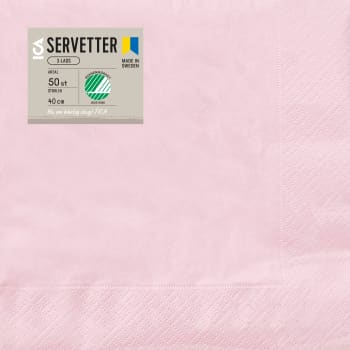 Servett Ljusrosa 40cm 50-p ICA.