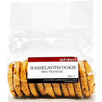 Hasselnötscookie Med Tranbär 200g Olof Viktors i Glemminge.