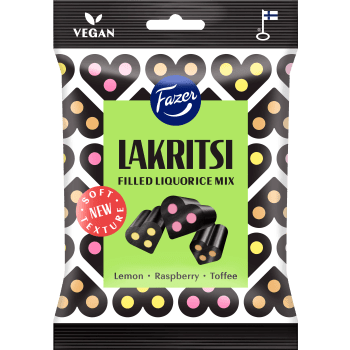 Godispåse Lakritsi filled mix 140g Fazer.